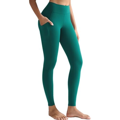 RUNNING GIRL Leggings with Pockets for Women,High Waist Athletic Yoga Pants with Tummy Control Buttery Soft Green Small