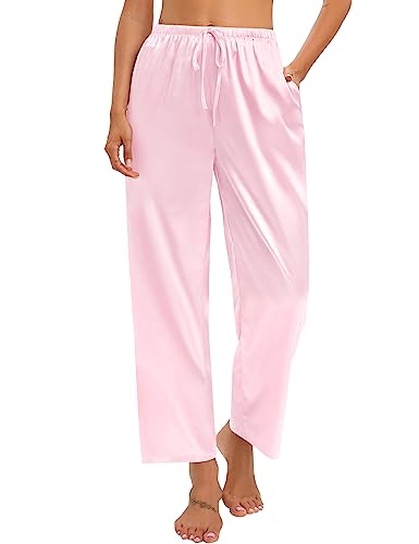 Swomog Women Silk Pajamas Bottoms Comfy Stretch Pajama Pants Soft Sleeping Bottoms Drawstring Lounge Pants Trousers Pj Pants #TOP8