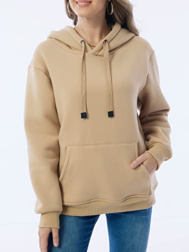Ayturbo Women's Long Sleeve Fleece Lined Sweatshirt Casual Winter Warm Sherpa Hoodie Pullover(Khaki,Xs) #TOP2