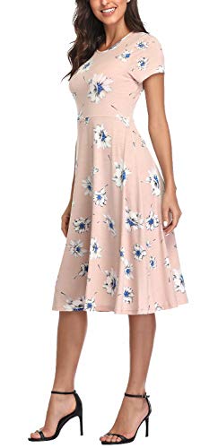 Image of Urban CoCo Women's Floral Print Short Sleeve Flared Midi Dress