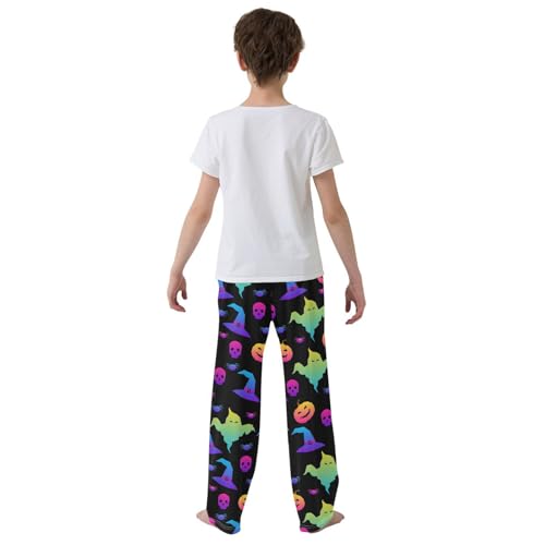ZZXXB Galaxy Skull Witch Hat Boys Long Pants Soft Trousers Elastic Waist Kids Lounge Bottoms with Pockets S-XL3