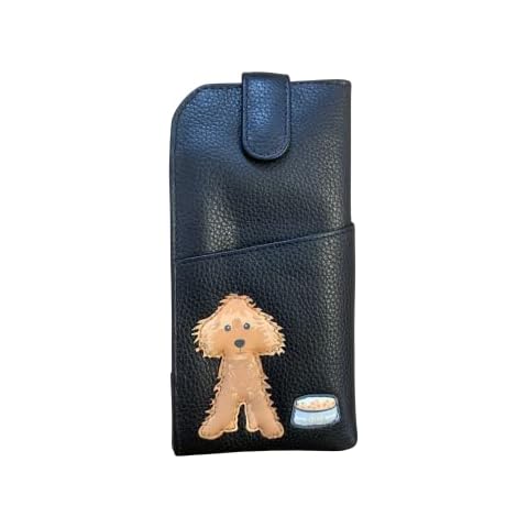 Mala Leather Cockapoo Dog Ladies Wide Fitting Tab Top Glasses Case - Soft Leather by Mala (Black) Cover