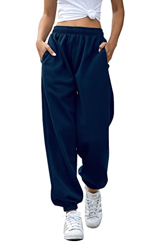 Image of Women's Cinch Bottom Sweatpants Pockets High Waist Sporty Gym Athletic Fit Jogger Pants Lounge Trousers