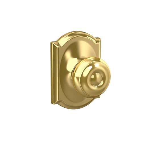 Image of SCHLAGE F10 GEO 605 CAM Camelot Collection Georgian Passage Knob, Bright Brass
