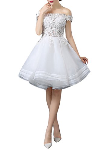 Emmani-Womens-Bateau-Applique-Short-Bride-Wedding-Dresses-White-28w