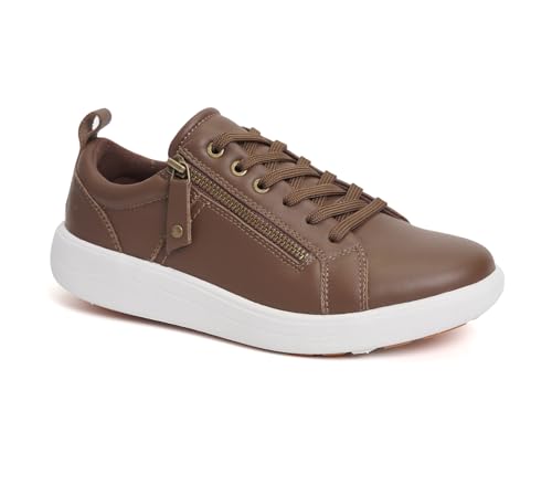 Strive Talia Women's Orthotic Trainers – Arch Support for Plantar Fasciitis, Heel & Foot Pain Relief, Podiatrist Approved (Tan, UK Footwear Size System, Adult, Women, Numeric, Medium, 6.5)