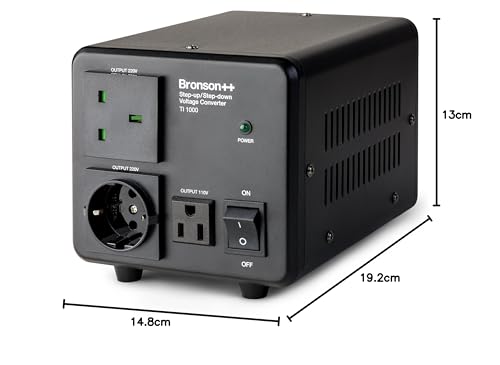 Bronson TI-1000 Spannungswandler 230/220V110/120V, 1000 W | Step-Up/Down – für 110V-Geräte und USA-Reisen – leise, leicht – Transformator