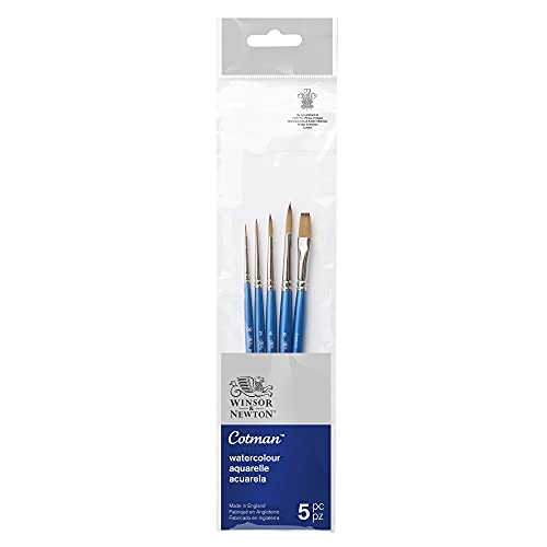Pinceau aquarelle Winsor & Newton Cotman manche court lot de 5 pour peinture fluide