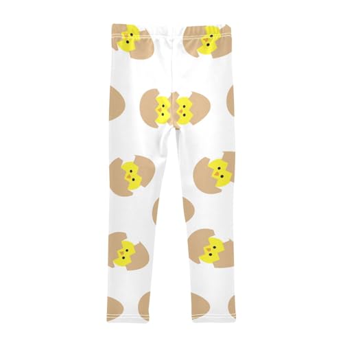 Chick in Eggshell Girls Leggings,Workout Leggings for Girls Toddler Athletic Leggings Size for 3-10T2
