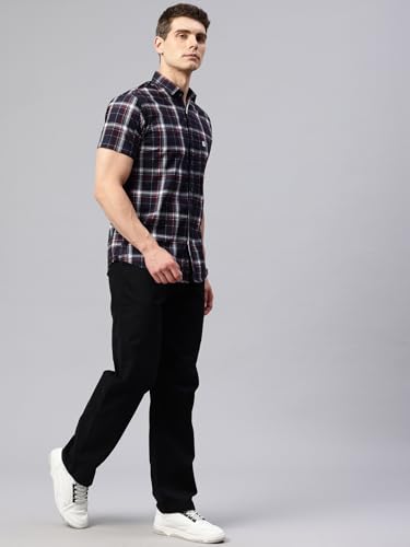 Image of Majestic Man Slim Fit Short Sleeve Checked Pure Cotton Casual Shirt