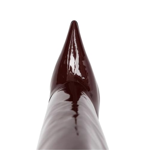 Image of Goolita Fold Over Boots For Women, Pointed Toe Stiletto Heel Knee High Boots Fashion Comfortable Slip On Tall Boots