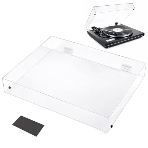Fiwochic Acrylic Turntable Dust Cover Clear Stereo Turntable Dust Cover Protector with 4 Shock...