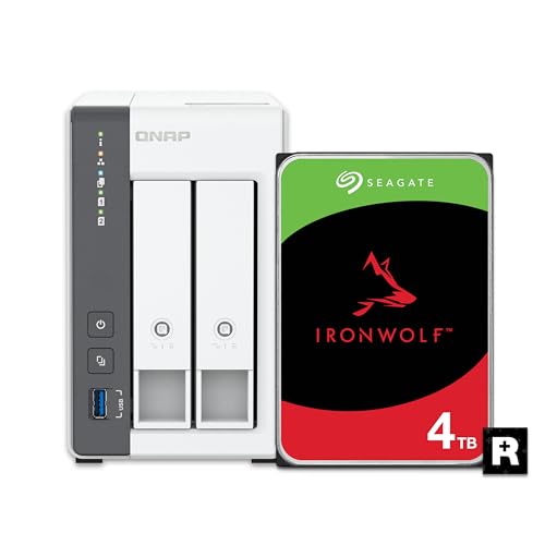 Image of QNAP TS-216G-24ST-US 2-Bay 2.5GbE Desktop NAS, Equipped with ARM Cortex-A55 Quad-Core CPU, with 4TB Storage Capacity, Preconfigured RAID1 Seagate Iron Wolf HDD Bundle