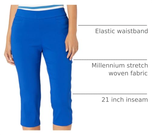 Image of Briggs New York Women's Pull on Stretch Capri Pants High Waist Crop Straight Leg with Pockets 21 inch Inseam