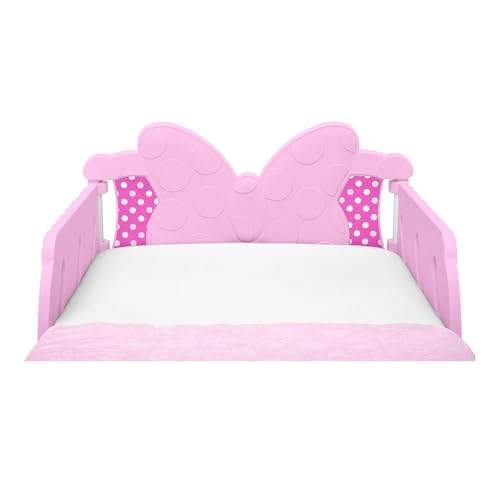 Image of Delta Children Toddler Bed Minnie Mouse 3D with Built-in Guardrails Kids