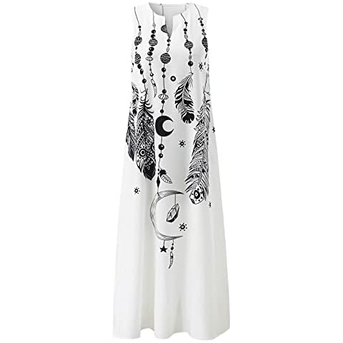 VEMOW Vestido Largo Sin Mangas Estampado con Bolsillos Cover
