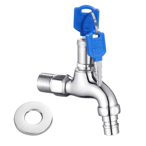 Image of HASTHIP Outdoor Faucet Lock System Stainless Steel 1 /2 inch Faucet with Integrated Lock & 2 Keys, Universal Connection, Secure Outdoor Watering System for Kitchen, Bathroom, Garden, Commercial Use