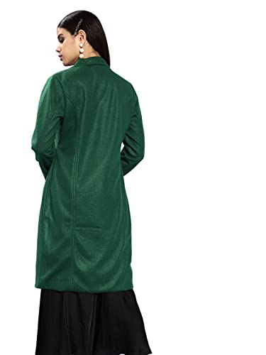 Image of Style Quotient Women Green Solid Trench Coat