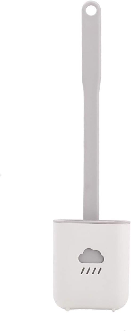 toilet brush, Silicone Toilet Brush TPR Soft Head Wall-mounted Cleaning Bowl Set(Gris)