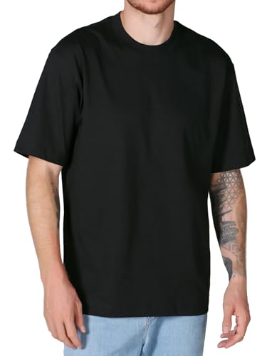 T-shirt Tall Tee Long Homme en coton épais 260 GSM col rond et drop shoulders noir
