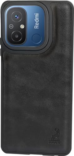 Image of AIBEX Shield Back Cover Case Compatible with Xiaomi Redmi 12C / Poco C55 Back Cover | Flexible Vegan Leather | Full Camera Protection | Raised Edges | Super Soft-Touch | Bumper Case
