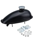 Iglobalbuy Metal Gas Tank 2L Fuel Tank for 49cc 50cc 60cc 66cc 80cc Engine Motorized Bicycle Black Powersports Oil Tanks 2/4 Stroke Motorized Bike