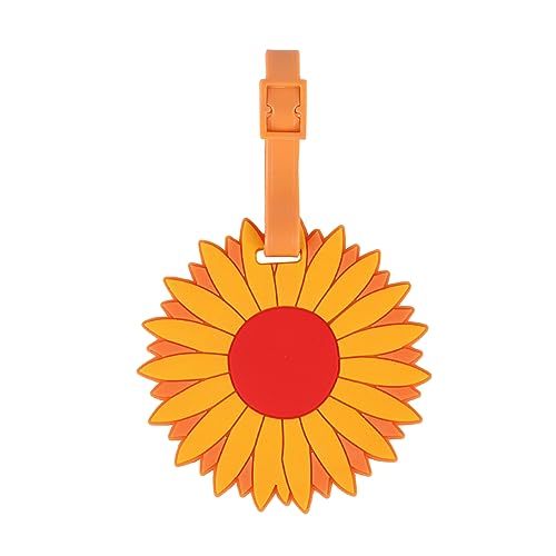 Sunflower Luggage Tags for Suitcases - 1 Pack Silicone Colorful & Funny Luggage Tag with Name ID Card Funny Suitcase Label for Women Men (Sunflower)