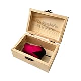 Producmar Cajita de madera con detalle de Rosa con mensaje grabado ideal para regalo - Caja detalle cofre con mensaje. Se puede grabar en la rosa con nombre o mensaje personalizado