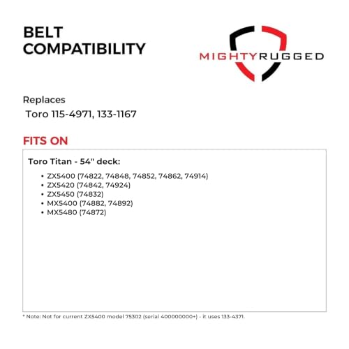 Image of MightyRugged 115-4971, 133-1167 54 in Deck Belt for Toro Titan ZX5400