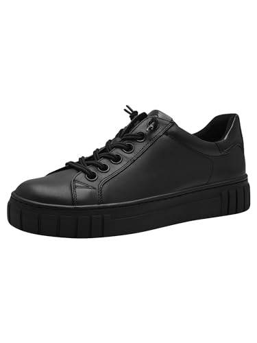 MARCO TOZZI Damen Plateau Sneaker mit Lederanteil mit Schnürsenkeln, Schwarz (Black Comb), 39 EU