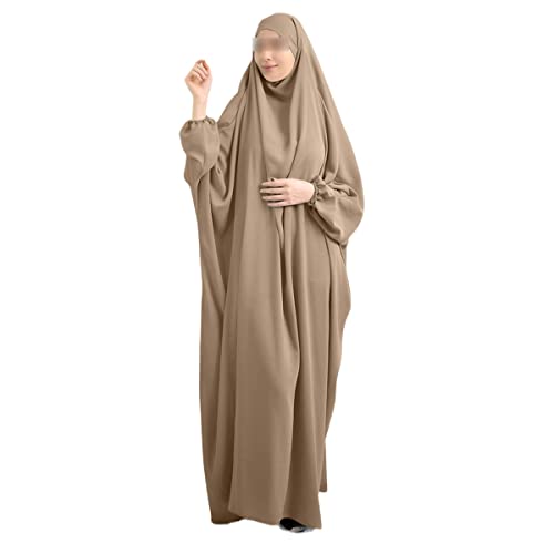 Robe de prière hijab à capuche kaki taille unique pour femme musulmane
