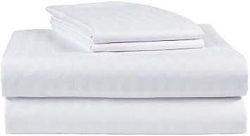 ruthy's textile 2 Pack: 4-Piece White Set Hotel Life Deluxe 100% Cotton Queen Sateen Sheet Set