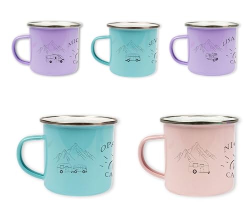 Personalisierte Camping Emaille-Tasse Happy Camper – Campingbecher mit Namen – Wohnmobil oder Wohnwagen Design – Leicht, robust & ideal für Vanlife, Caravan & Outdoor Personalisierte Camping Emaille-Tasse Happy Camper – Campingbecher mit Namen – Wohnmobil oder Wohnwagen Design – Leicht, robust & ideal für Vanlife, Caravan & Outdoor