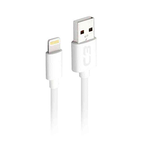 Cabo USB-Lightning C3Plus CB-L10WH 1M Branco - Compatível com IOS USB-Lightning Corrente 2A
