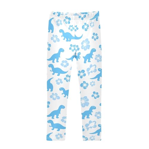 Blue Animal Dinosaur Floral Girls Casual Leggings for Kids Printed Long Pant Bottoms Stretch and Soft