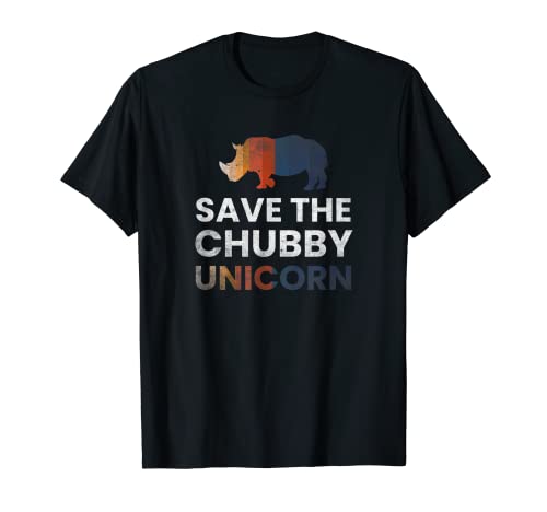 Funny Vintage Rhino Save the Chubby Unicorn Camiseta