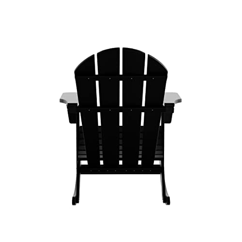 Westintrends Malibu Black Rocking Chair Outdoor, All Weather Resistant Poly Lumber Classic Porch Rocker Chair, 350 Lbs Support Patio Lawn Plastic Adirondack Chair #TOP5