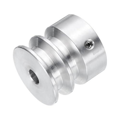 QUARKZMAN V-Typ Riemenscheibe 7mm Bohrung 30mm Außendurchmesser Doppelrillen Aluminiumlegierung Keilriemenscheibe für Motorwellen-Bohrmaschine 6mm(1/4) PU-Formgürtel