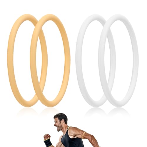 Lyreh 4 Piezas Correa de Soporte de Tendón Rotuliano, Silicona Banda para la Rodilla Rotuliana Elástica Rodillera Rotuliana para Baloncesto Correr Fútbol Senderismo Saltadores (Beige + Luminoso)