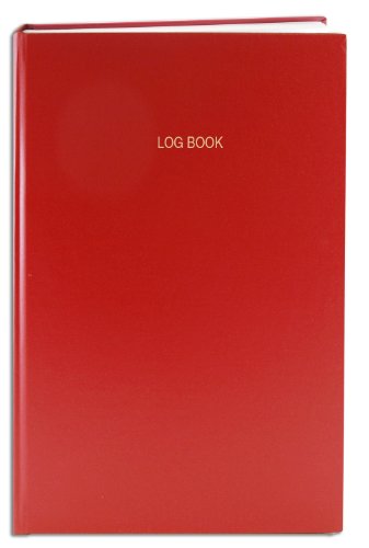 BookFactory Red Log Book/Multipurpose Log Book - 120 Blank Pages - 8.8'' x 13.5'', Red Cover, Section Sewn Hardbound (Made in USA)