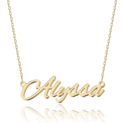 Umagicbox Collier Exquis Personnalisé avec Prénom, Choisissez parmi 14 Styles de Police, Pendentif Personnalisable en Acier Inoxydable Plaqué Or 18 ct et Argent Sterling, Cadeau Unique pour Elle