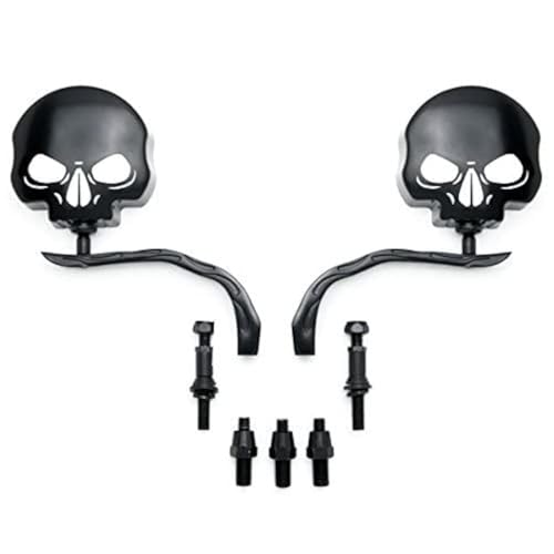 SMT-Skull Flame Black Side Mirrors Compatible With Harley Road King Electra Street Glide Ultra [B00RUDY8IA]
