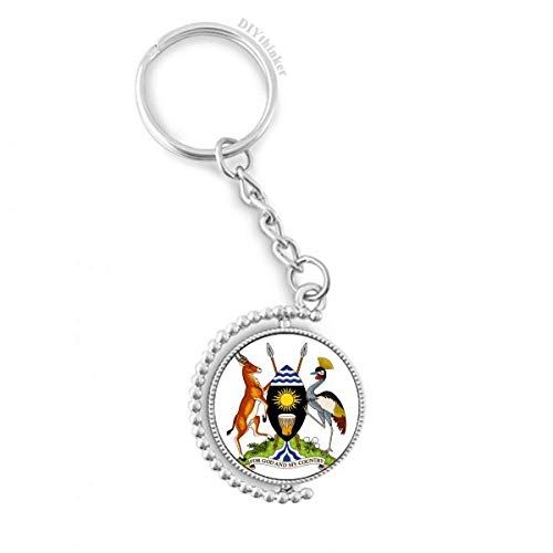 Porte-clé rotatif emblème Ouganda en métal multicolore pour vos clés au quotidien