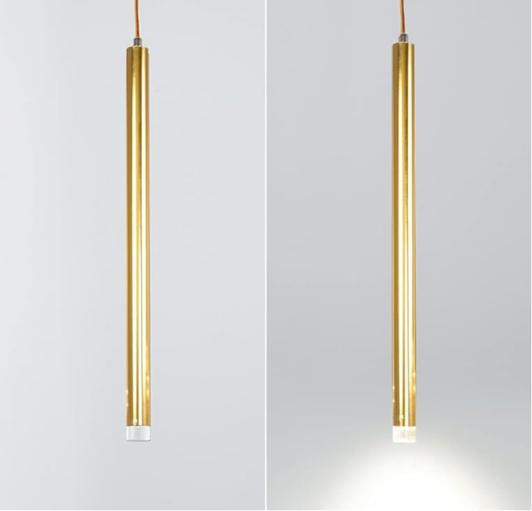 Image of Modern Raindrop-Style LED Pendant Light|Sleek Tube Hanging Lamp with 3 Light Modes|Perfect for Dining, Lounge, Kitchen & Living Room|French-Gold Finish