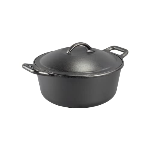 Lodge BOLD Exclusive 4 Quart Premium Pre-Seasoned Cast Iron Dutch Oven with Lid - Dual Handles - Use in the Oven, on the Stove, on the Grill or over the Campfire - Black