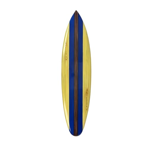 Zeckos Vintage-Inspired Blue Striped Wooden Surfboard Wall Art: Decorative Coastal Beach Home Decoration, Large 39-Inch Long Hanging Board with Classic Retro Design
