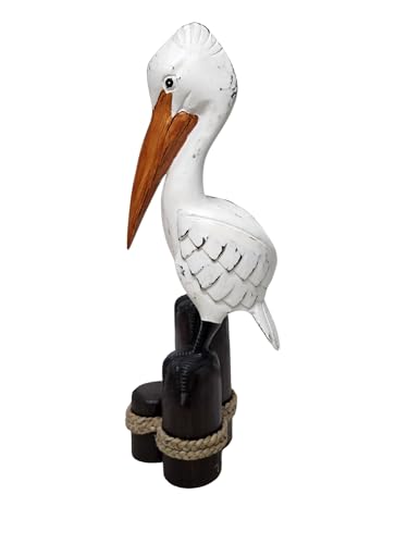 Figura decorativa de pelícano tallada en madera miniatura 5