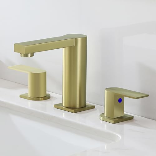 VALISY Badezimmer-Wasserhahn für Waschbecken, 3 Löcher, breit, schwarz, 2 Griffe, 20,3 cm, Mittelsatz, Badezimmer-Waschbeckenarmaturen mit Wasserschläuchen und Pop-Up-Ablaufarmaturen für Wohnmobil,