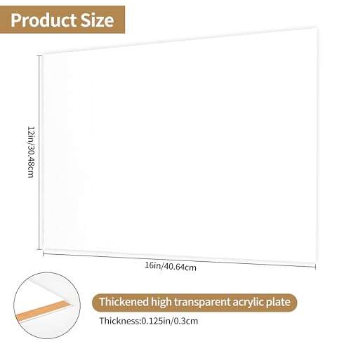 Image of Lesnlok Matte Acrylic Sheets 1 /8 inch Thick 3mm 12 x 16 Frosted White Plexiglass Sheet,Suitable for Painting, Handicrafts, DIY Display Projects (2, Matte White, 12 x 16)