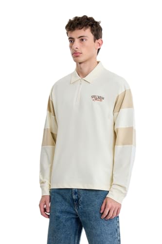 Image of SNITCH Men Relaxed Fit Quarter-Zip Graphic Printed Sweatshirt | Embroidered Chest Logo & Back Print Streetwear Top | Cotton Blend Jersey Knit Stretch Casual Winter Wear